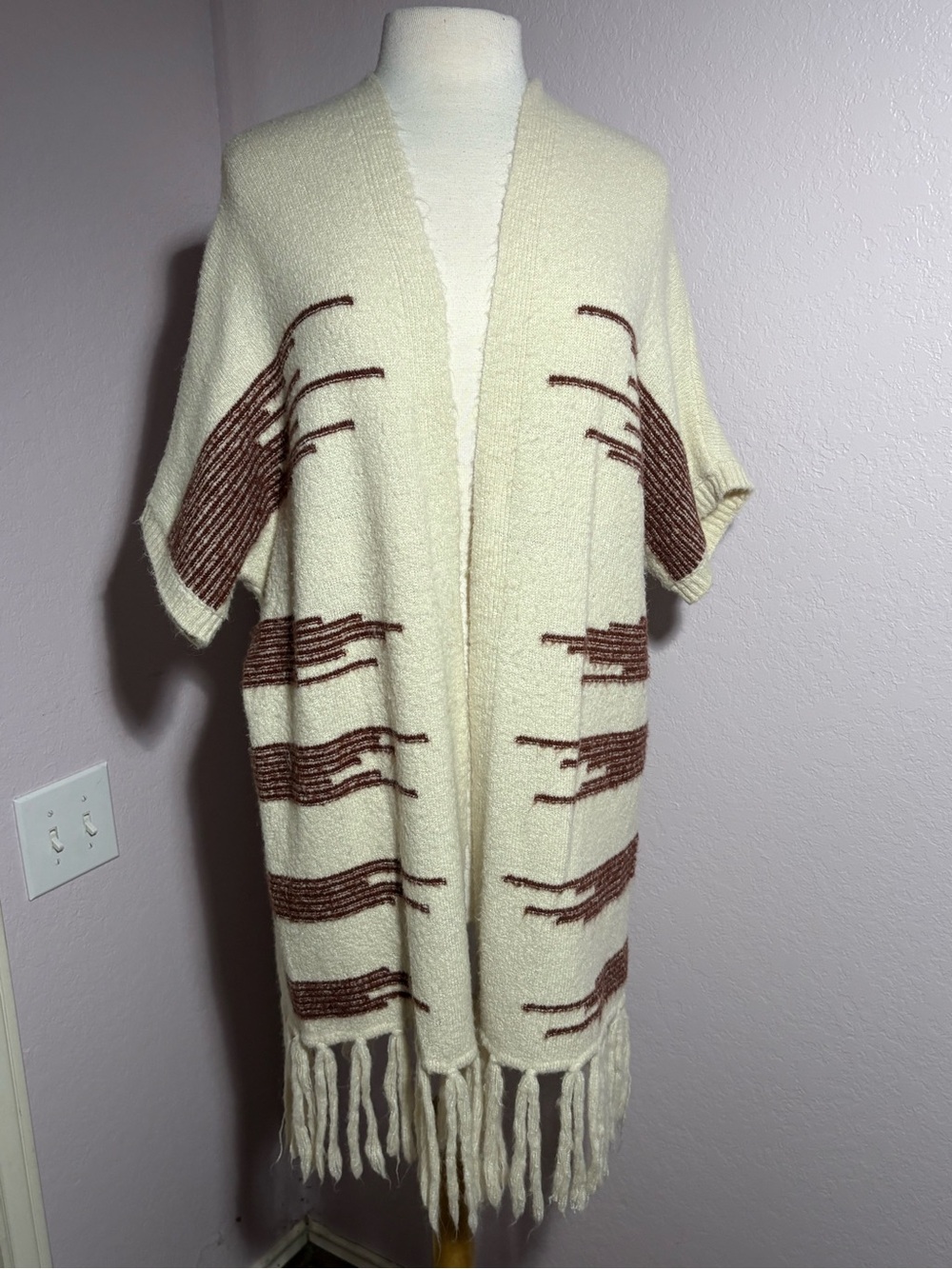 Akemi and Kin Anthropologie Fringe Open-Front Vest Size Small